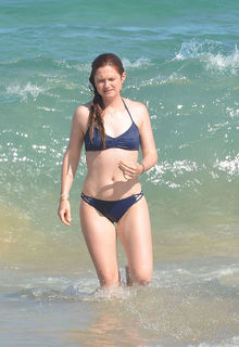Bonnie Wright in blue bikini on a beach in Sydney - 12 April, 2016 Bonnie Wright in blue bikini on a beach in Sydney - 12 April, 2016