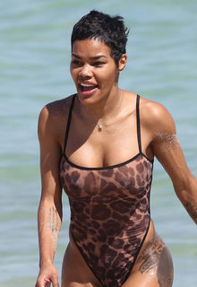 Teyana Taylor wears a see through thong bodysuit at the beach in Miami - March 02, 2019 Teyana Taylor wears a see through thong bodysuit at the beach in Miami - March 02, 2019