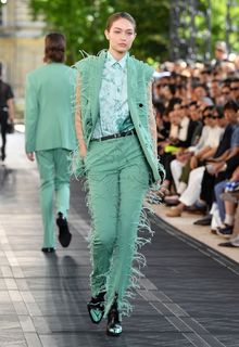 Gigi Hadid runway during the Berluti Menswear Spring/Summer 2020 show in Paris France - June 21, 2019 Gigi Hadid runway during the Berluti Menswear Spring/Summer 2020 show in Paris France - June 21, 2019