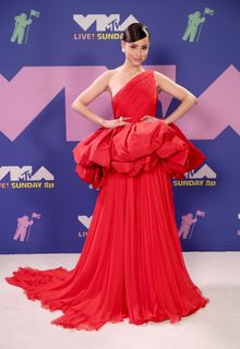 Sofia Carson in red dress at 2020 MTV Video Music Awards in NYC - August 30, 2020 Sofia Carson in red dress at 2020 MTV Video Music Awards in NYC - August 30, 2020