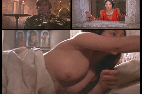 Olivia Hussey nude tits in Romeo and Juliet (1968). 