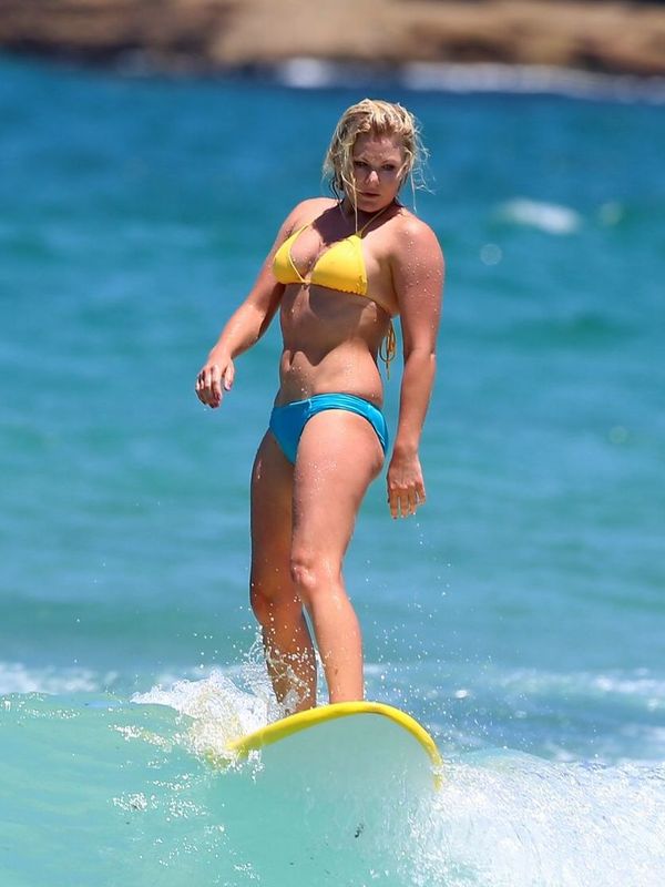 Bonnie Sveen in bikini surfing at Bondi Beach - January 15, 2015.