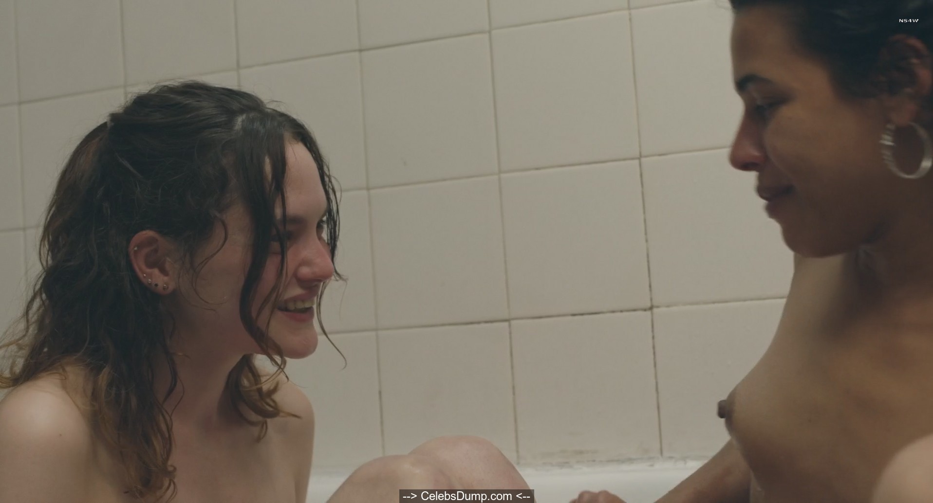 Zita Hanrot & Clemence Boisnard nude in a bathtub.