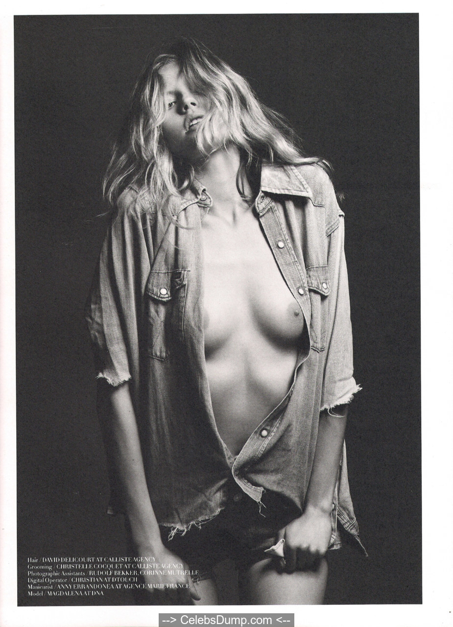 Magdalena Frackowiak nude tits black-&-white images.