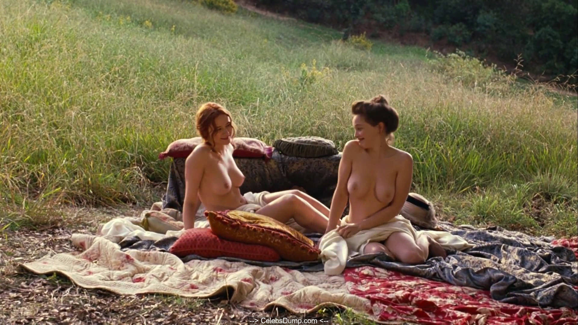 Solène Rigot and Christa Theret nude tits in Renoir (2012). 