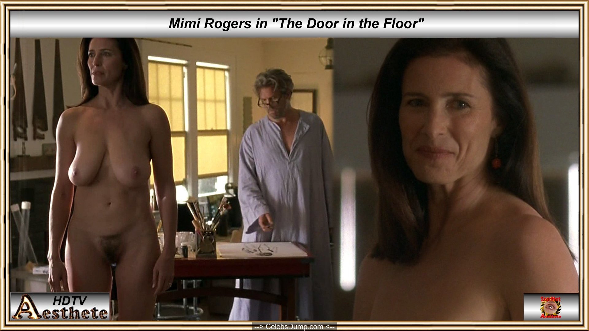 Mimi Rogers nude boobs, ass and hairy pussy in The Door in the Floor (2004)...