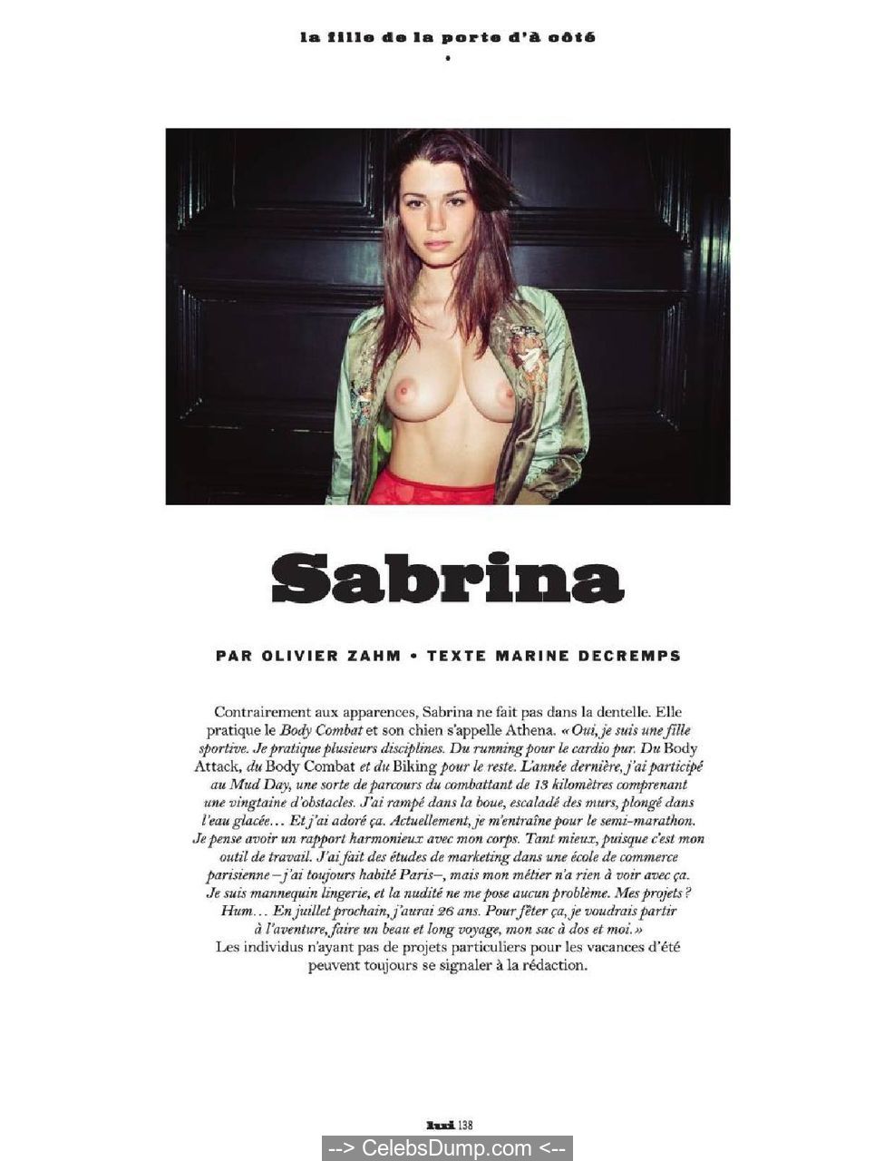 Sabrina Laporte nude boobs and ass for Lui magazine #26 - April 2016.