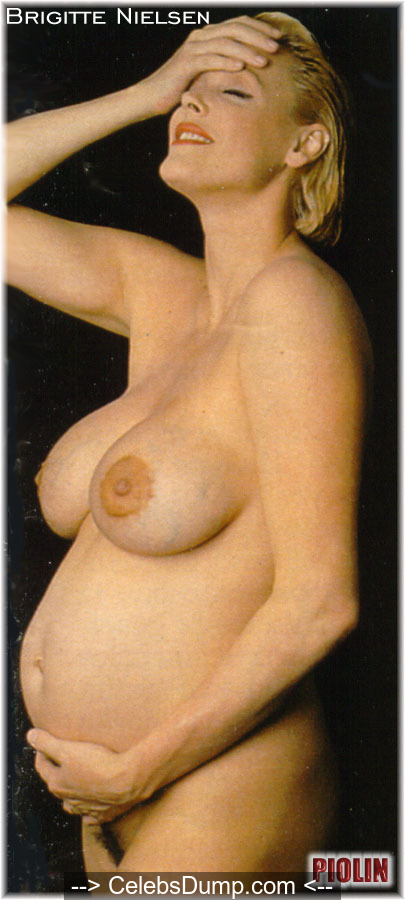 Pregnant Brigitte Nielsen posing fully nude.