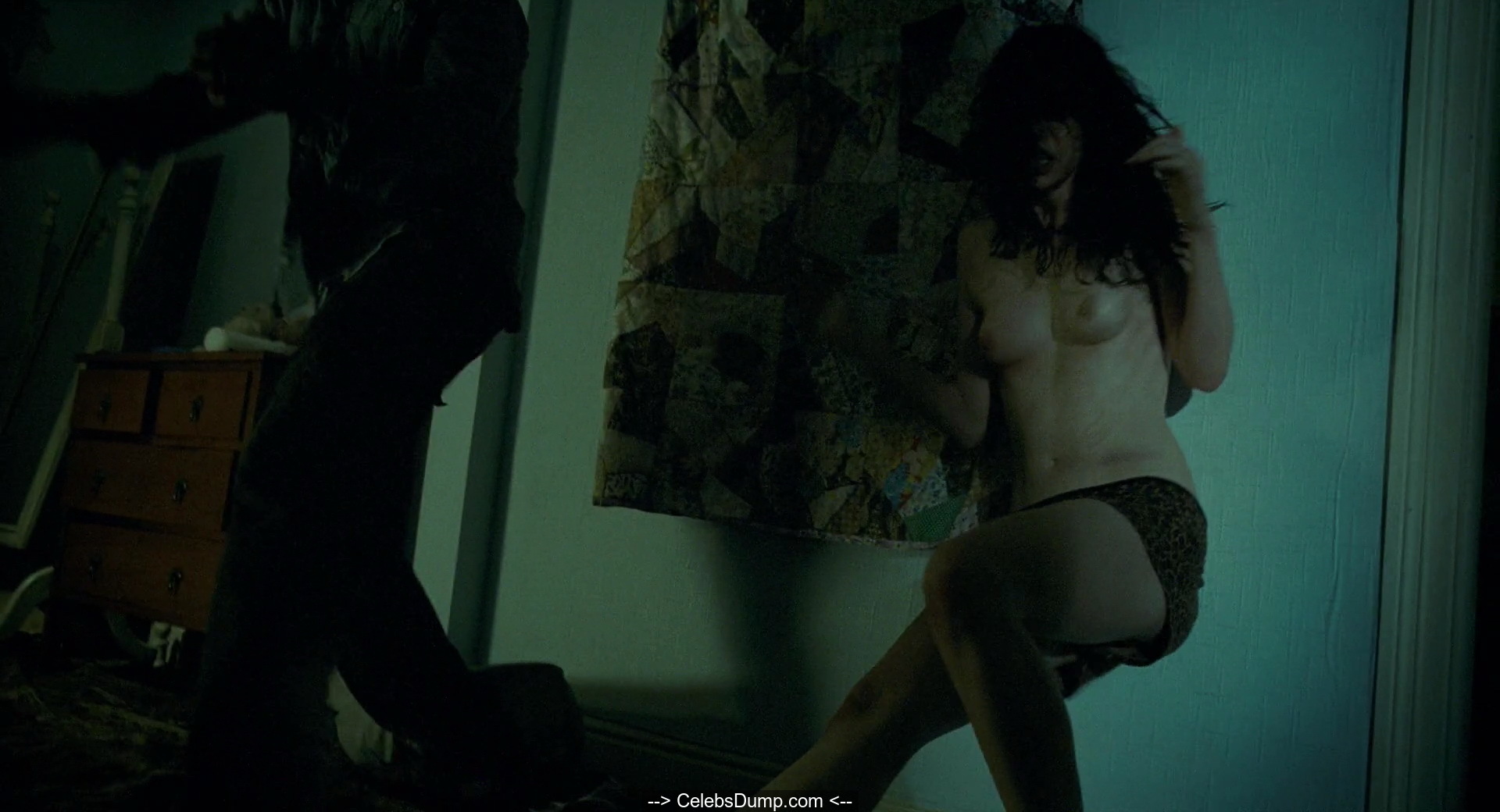 Riki Lindhome topless at The Last House on the Left (2009). 