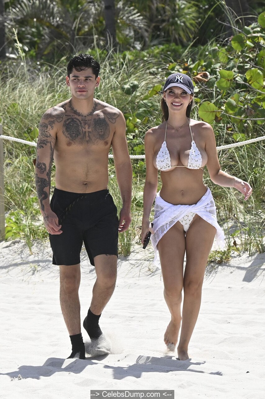 Grace Boor wore a revealing white bikini and flip-flops, wandered along the  beach with Ryan Garcia in Miami - April 24, 2024 | Celebs Dump