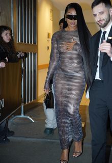 Megan Thee Stallion braless in see through dress before the runway of Roberto Cavalli show at Milan Fashion Week - February 26, 2026