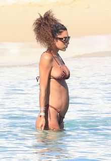 Jessica Aidi in thong bikini on the beach in Mykonos - August 01, 2026
