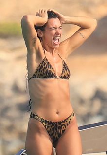 Dua Lipa in leopard print bikini enjoying a holiday boat day with her siblings in Ibiza, Spain - August 19, 2026